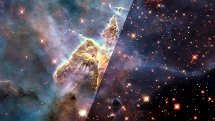 Photo of stars forming inside a pillar of gas and dust.