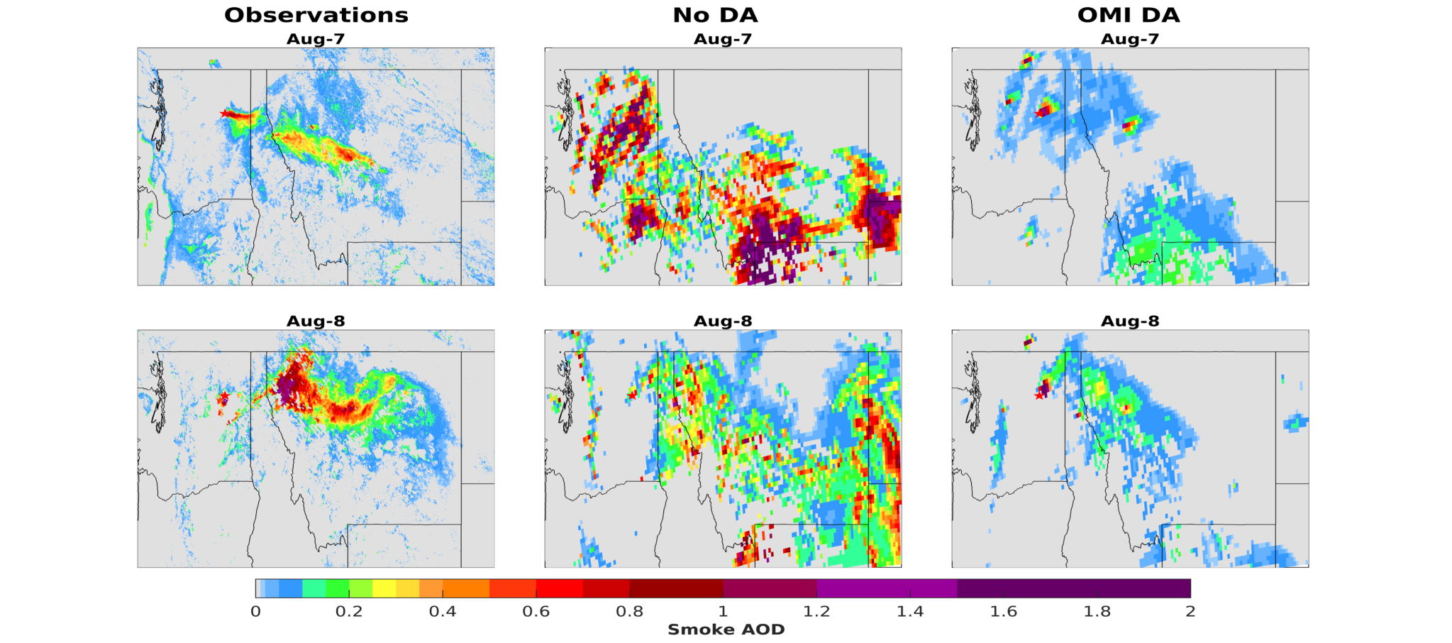 Maps of smoke AOD (sAOD)