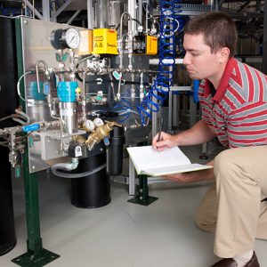 Technician monitors the Dynamic Interaction Simulation Testing