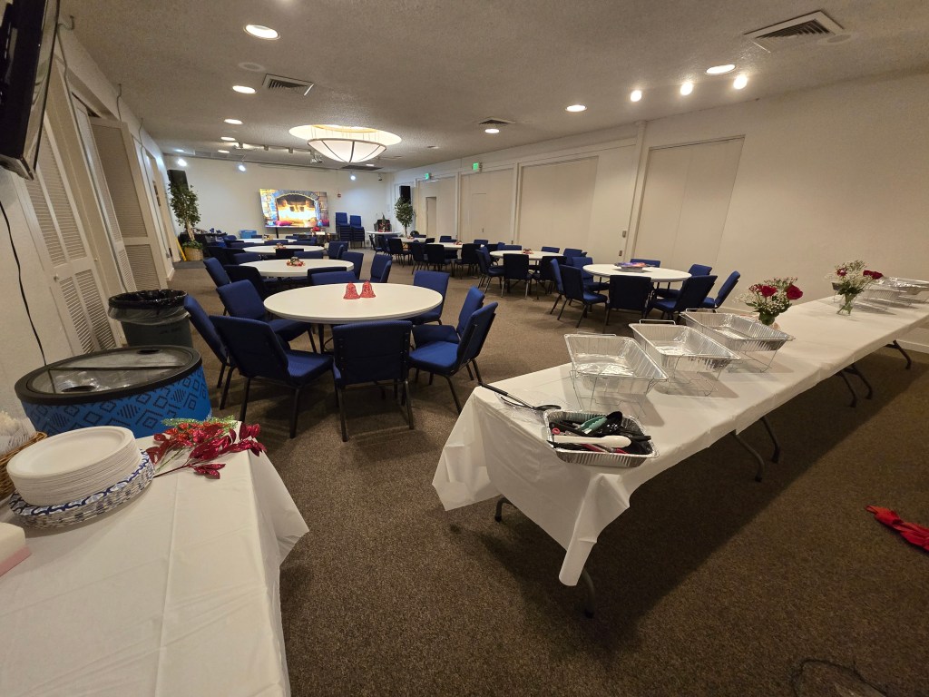 Image of event setup in the showroom of the ARC Event Center