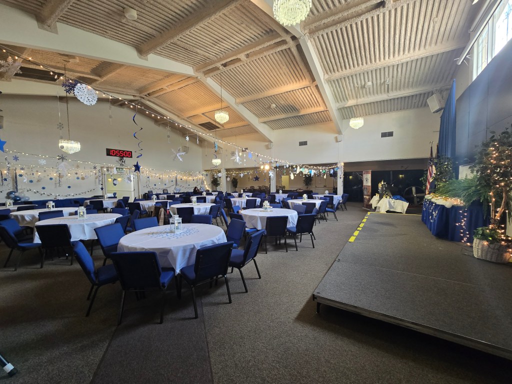 Image of event decorations in the main ballroom of the ARC building 3 event center