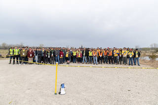 Participants of the 14th First Nations Launch High-Power Rocket Competition pose for a group photo at the Richard Bong State Recreational Area in Wisconsin.