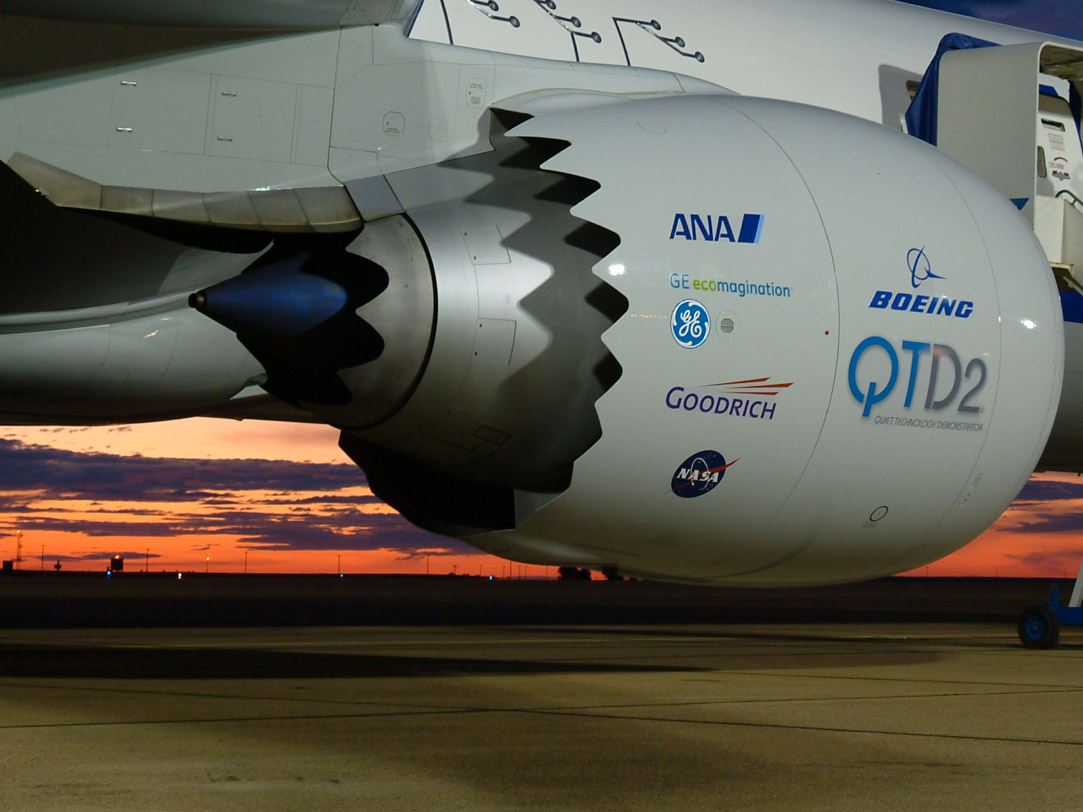 Chevron nozzles—the saw-toothed edges on the back of this jet engine—followed the TRL roadmap and are now seen on engines today.