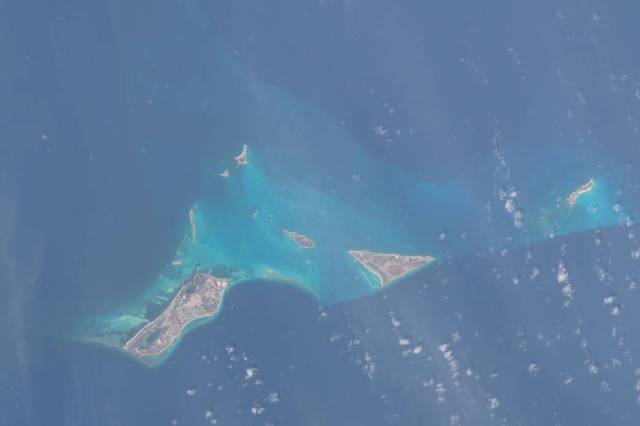 The Turks and Caicos islands seen from 258 miles above Earth as the International Space Station orbited above the region.