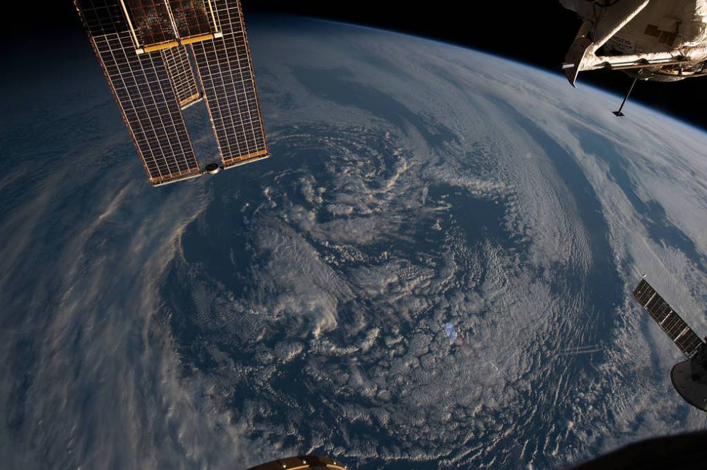 Clouds Cover Earth as Station Orbits 270 Miles Above the Atlantic Ocean