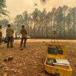 NASA researchers test a mobile air traffic kit for remotely operated Unmanned Aircraft Systems (UAS) in DeSoto National Forest in Mississippi.