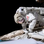 Astronaut Chris Cassidy conducts a spacewalk to set up the Tranquility module for the future installation of a NanoRacks airlock