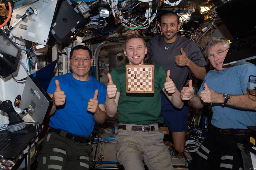 Expedition 69 Flight Engineers play chess with NASA mission controllers