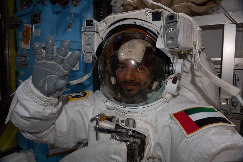 UAE astronaut Sultan Alneyadi pictured in his spacesuit