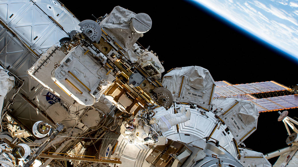 Spacewalker Sultan Alneyadi during his first career spacewalk