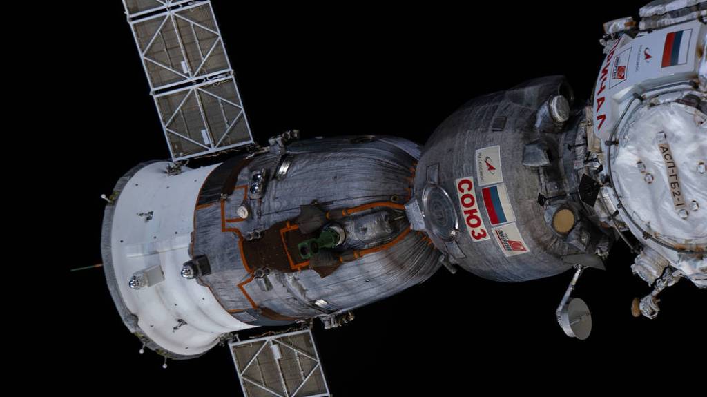 The Soyuz MS-23 crew ship is docked to the Prichal docking module
