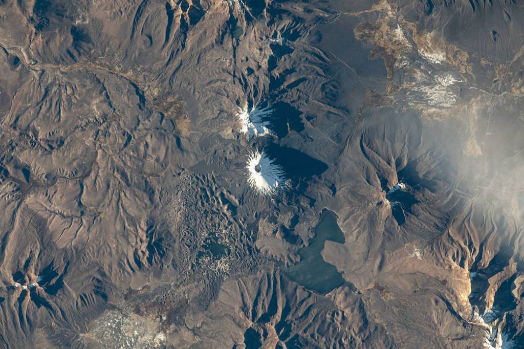 The Pomerape and Payachata volcanoes and Chungará Lake