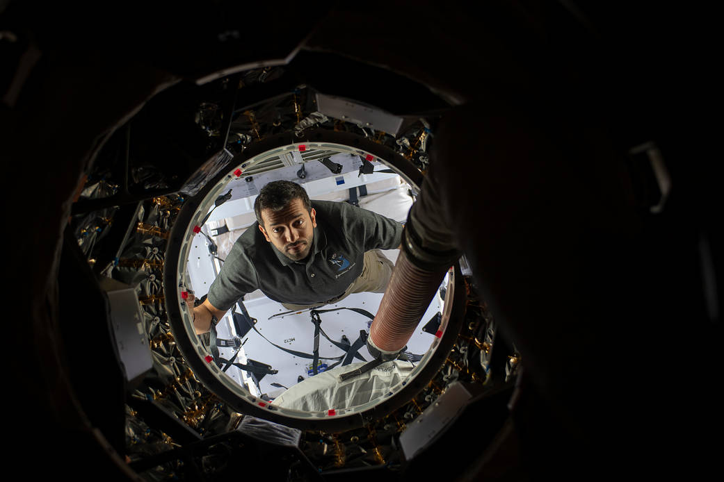 UAE astronaut Sultan Alneyadi works inside Dragon