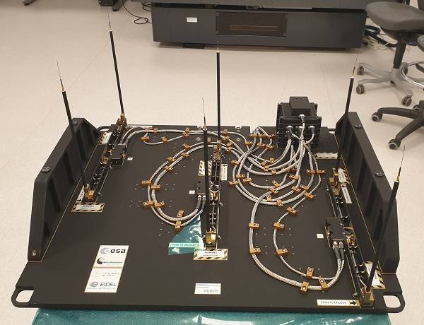 Preflight image of the Multi-Needle Langmuir Probe from ESA (European Space Agency), which measures plasma densities in Earths ionosphere.