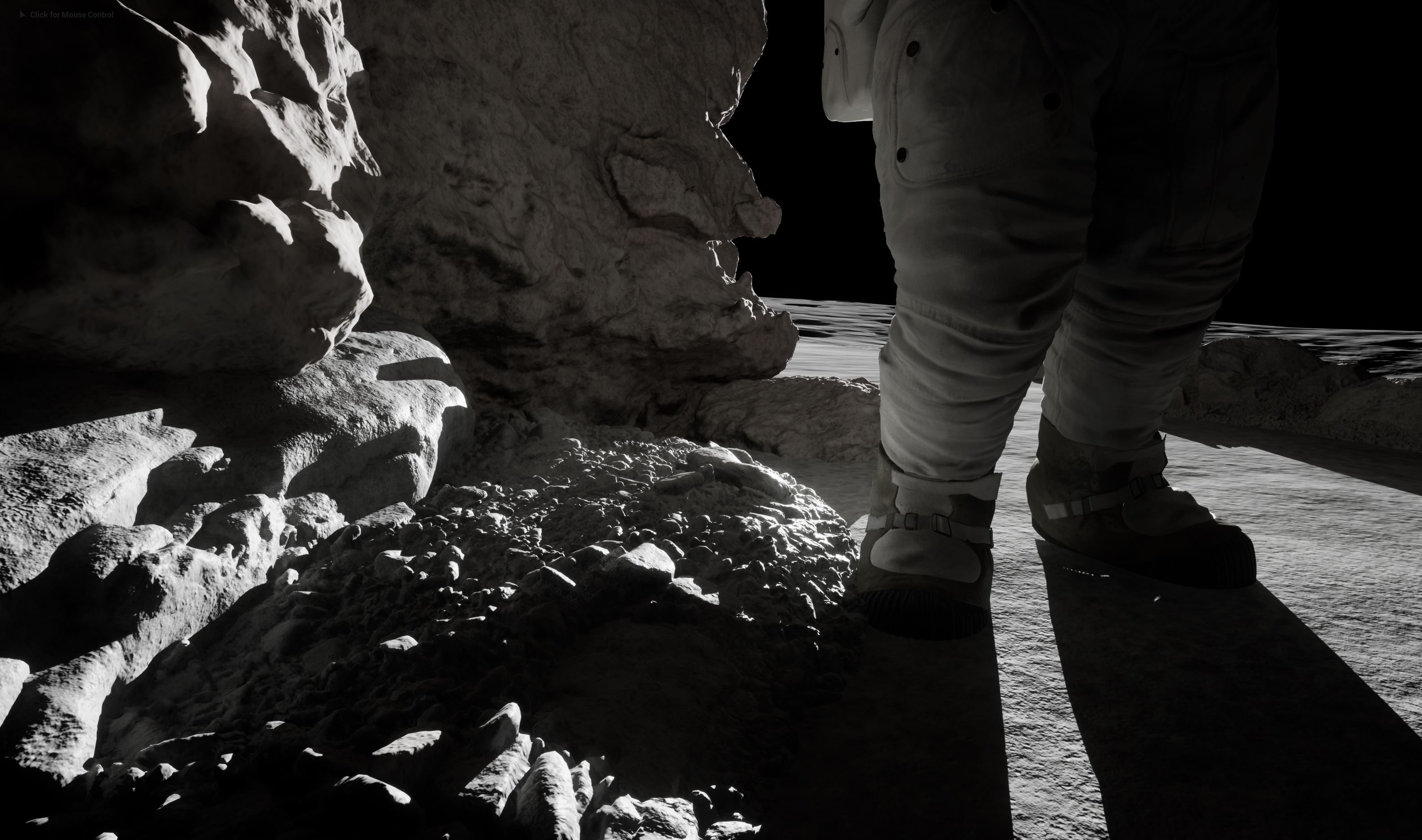 A VR simulation showing an astronaut on the moon