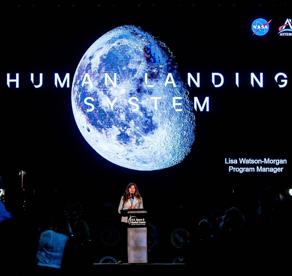 Lisa Watson-Morgan shares the agencys plans for future lunar exploration through the Artemis program with a crowd of more than 500 during the annual Space Camp Hall of Fame Dinner at the U.S. Space & Rocket Center on July 14.