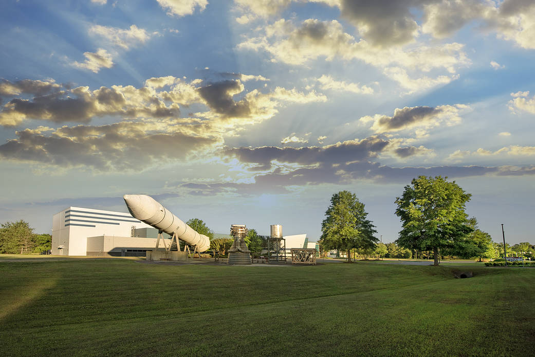 Pictured at sunset is Marshall Space Flight Center’s Propulsion R&D Lab, Building 4205.