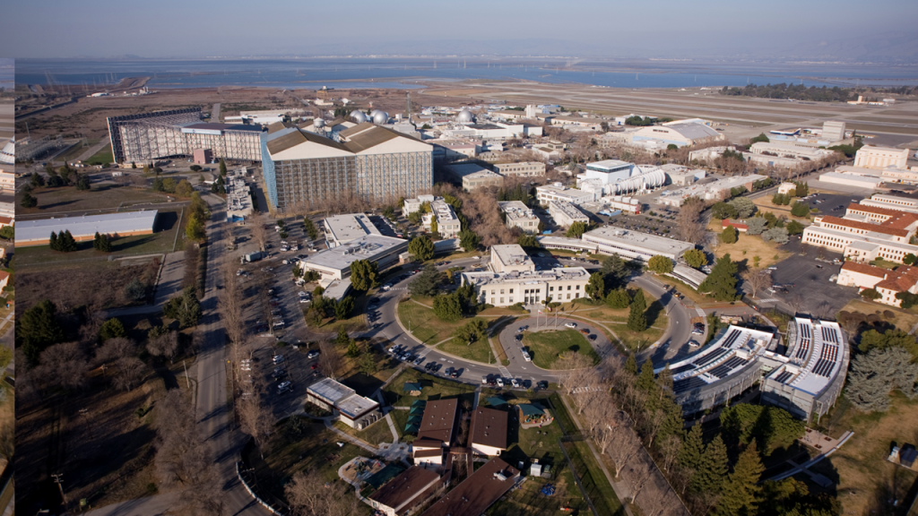 Aerial view of NASA Ames campus captured by drone.