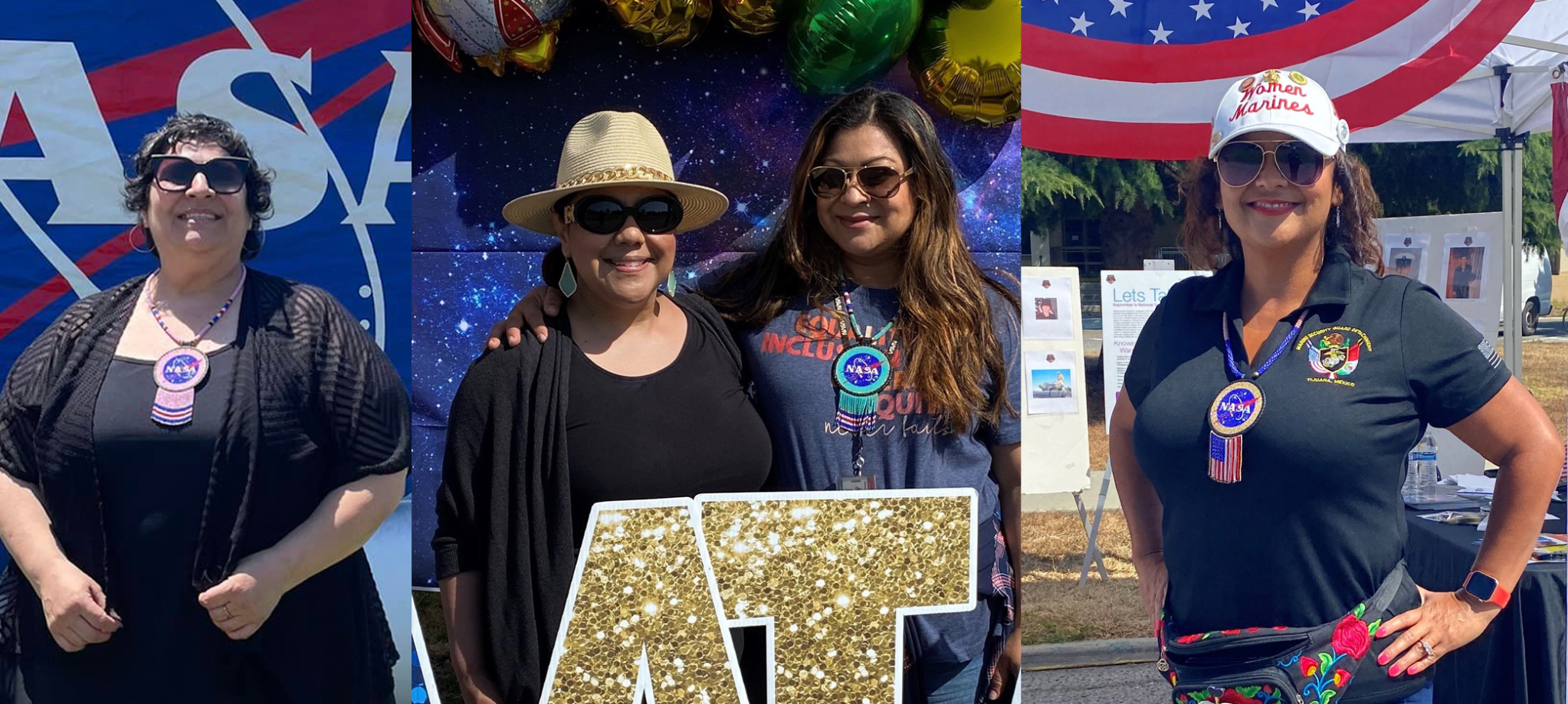 Ames Picnic, employees with NASA beaded necklaces