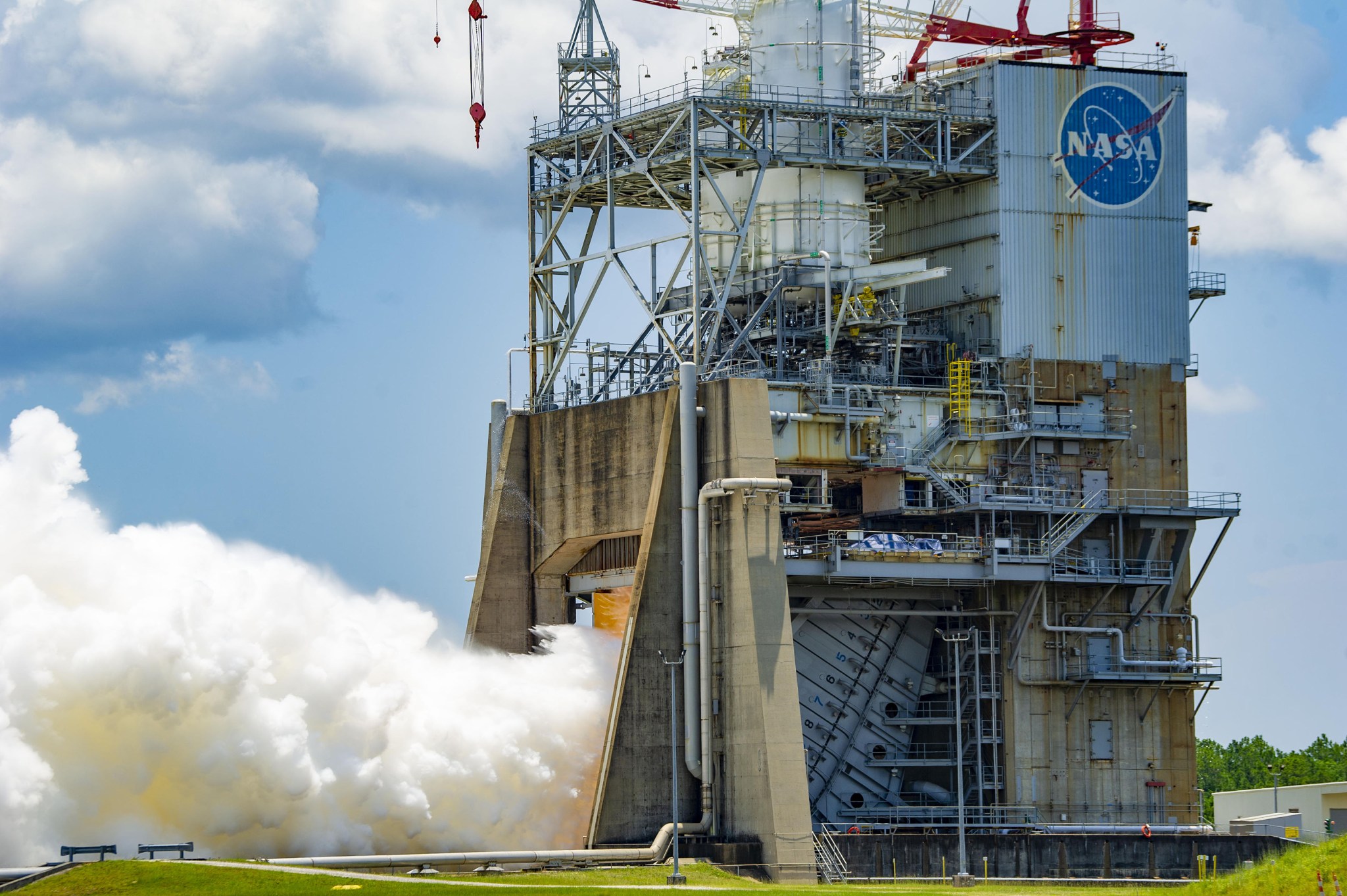 NASA conducts an RS-25 hot fire test on the Fred Haise Test Stand at NASA’s Stennis Space Center in south Mississippi on June 22, 2023.