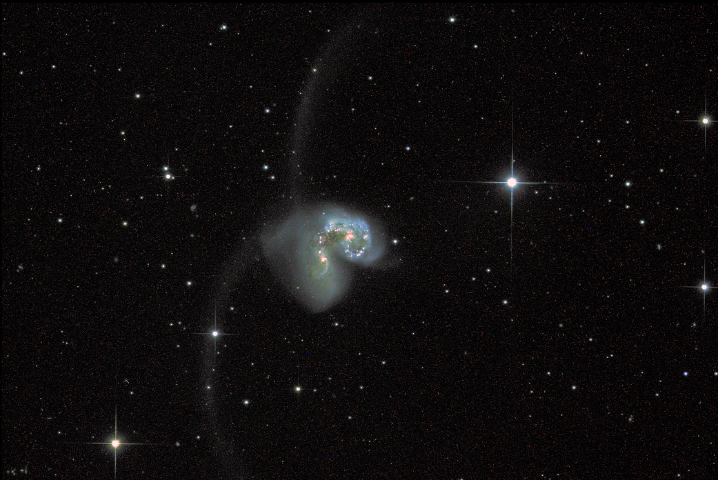 The Antennae Galaxies taken by the Super Pressure Balloon Imaging Telescope (SuperBIT).