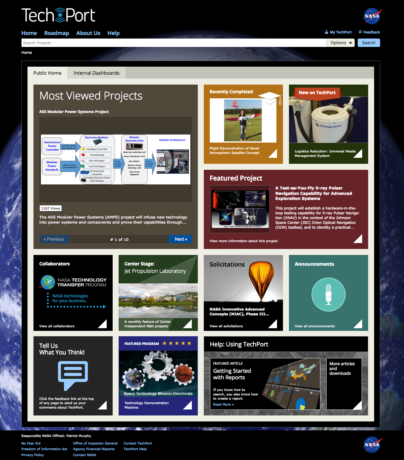 Screenshot of TechPort Home page.