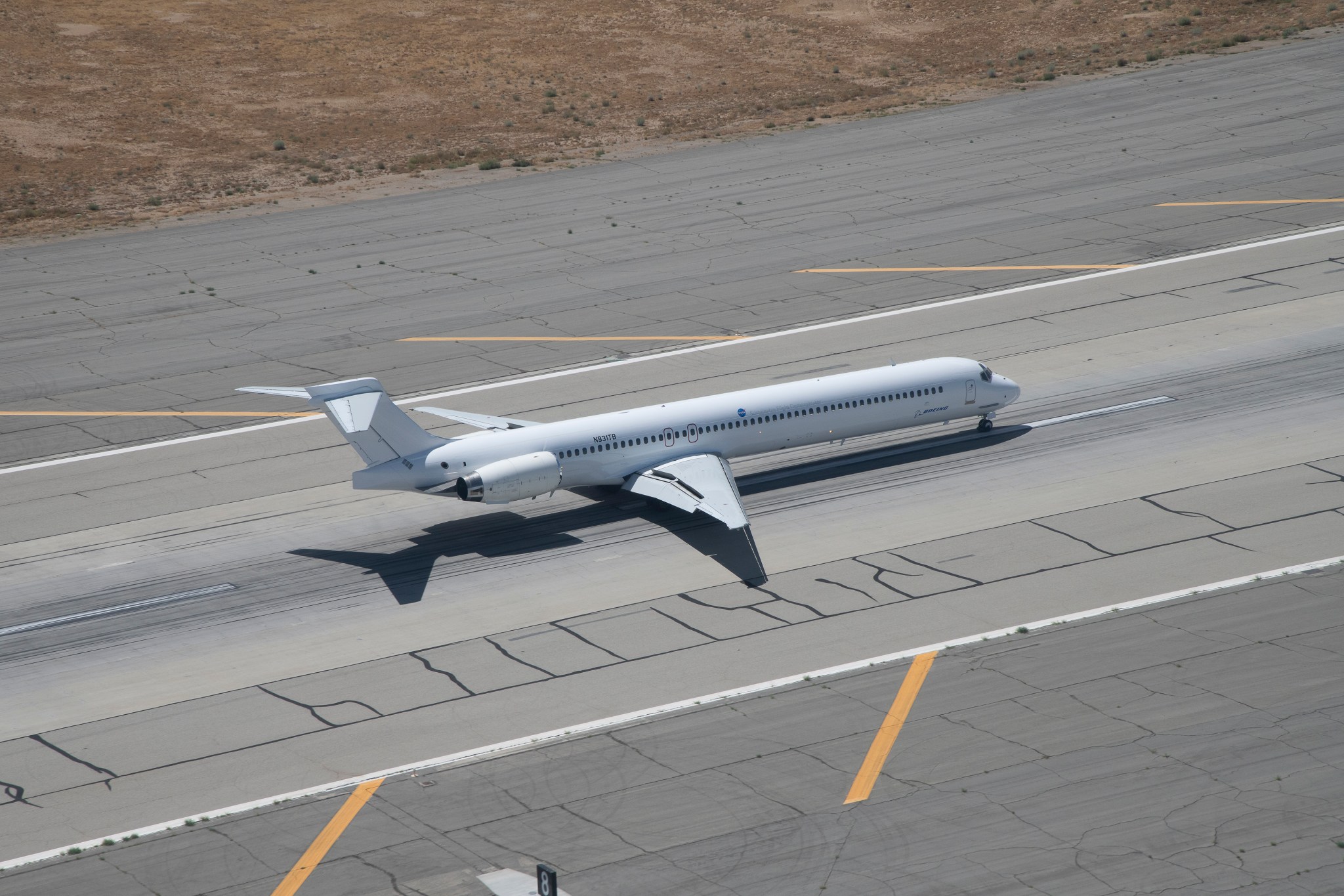 Boeing MD-90 on the runway.