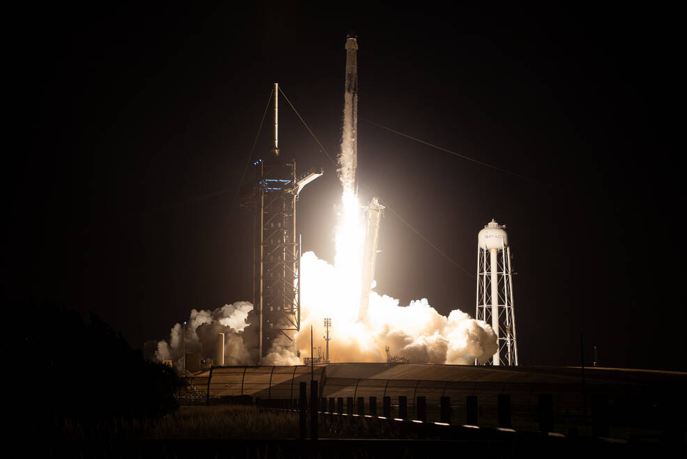 A SpaceX Falcon 9 rocket carrying the company's Dragon spacecraft is launched on NASAs SpaceX Crew-7 mission to the International Space Station.