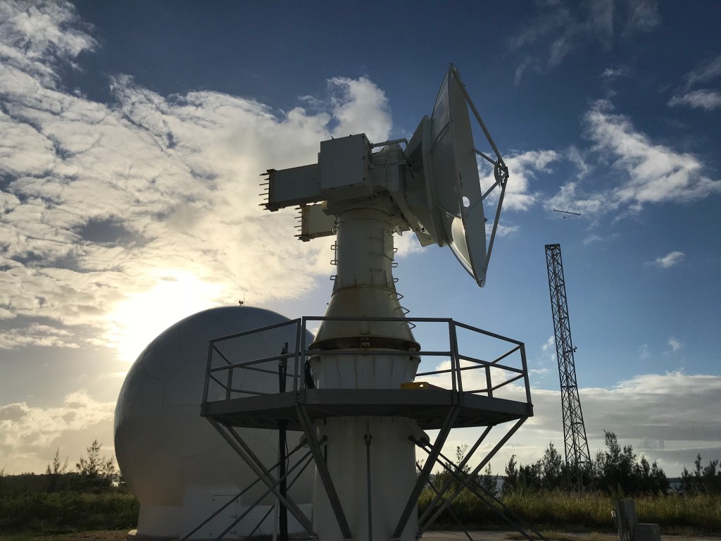 A Near Space Network antenna at the Bermuda Tracking Station in Cooper's Island Nature Reserve, Bermuda.