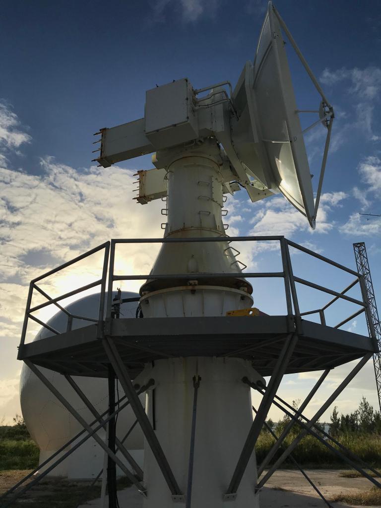 A Near Space Network antenna at Bermuda Tracking Station in Cooper's Island Nature Reserve, Bermuda.