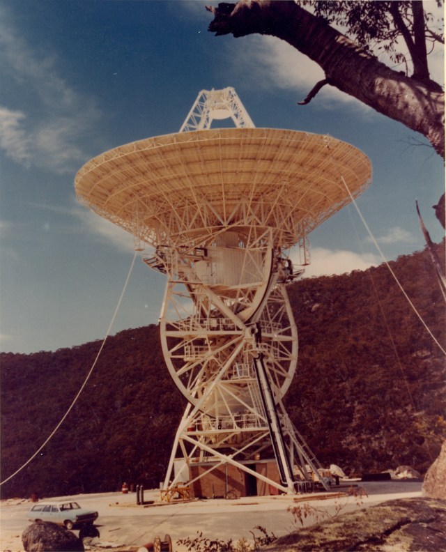 Antenna at Canberra Deep Space Communications Complex near Canberra, Australia circa 1968.