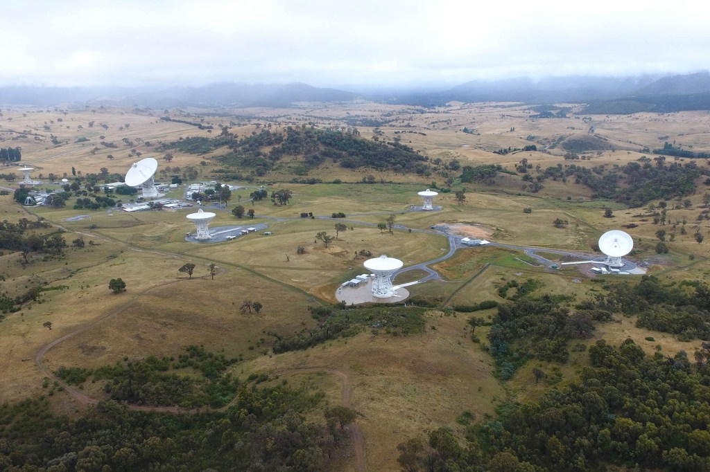 Antennas at Canberra Deep Space Communications Complex near Canberra, Australia.
