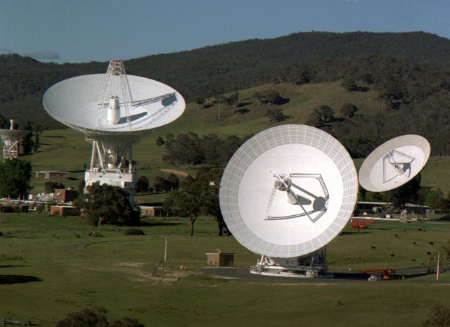Antennas at Canberra Deep Space Communications Complex near Canberra, Australia.