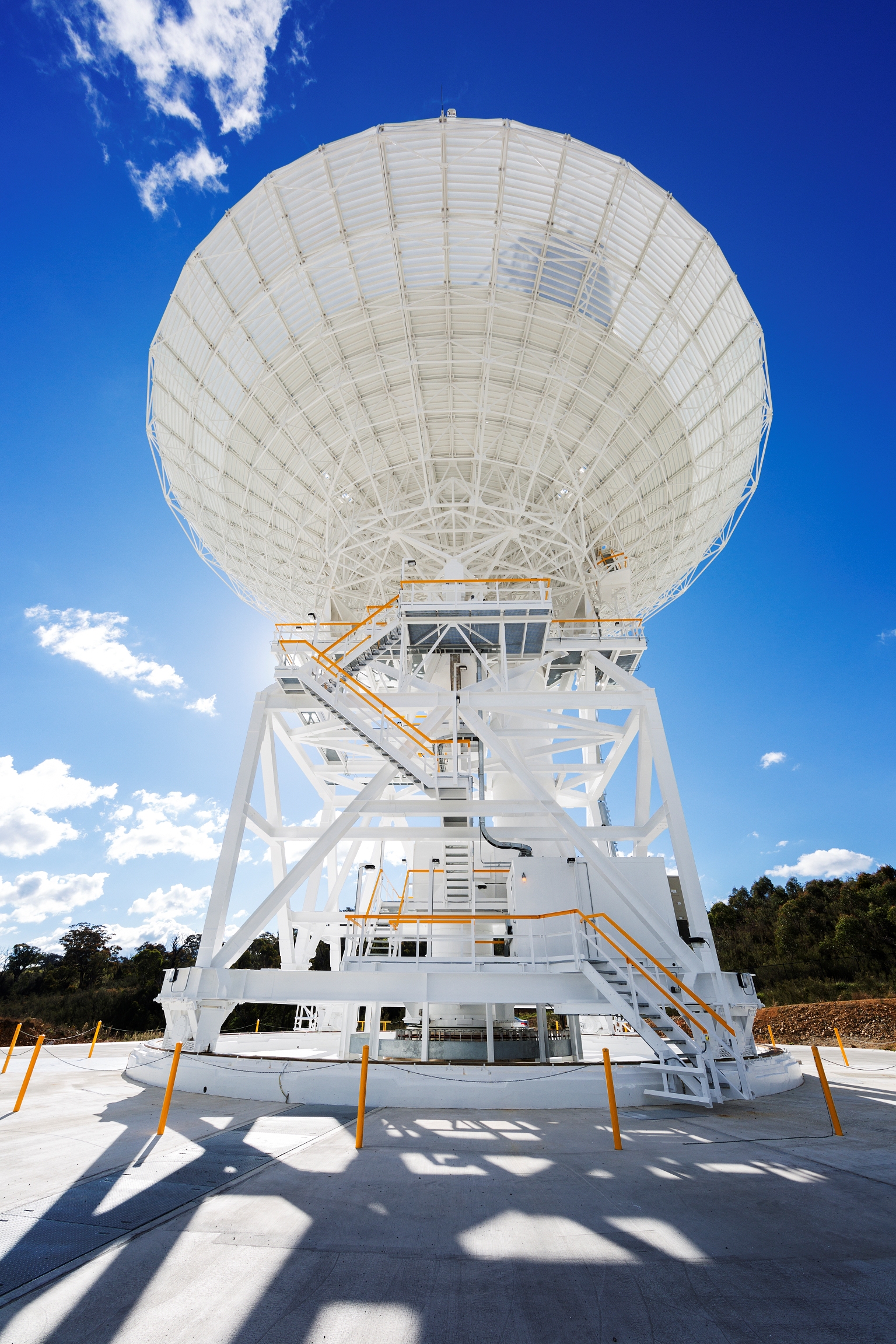 A 112-foot-wide antenna at Canberra Deep Space Communications Complex near Canberra, Australia.