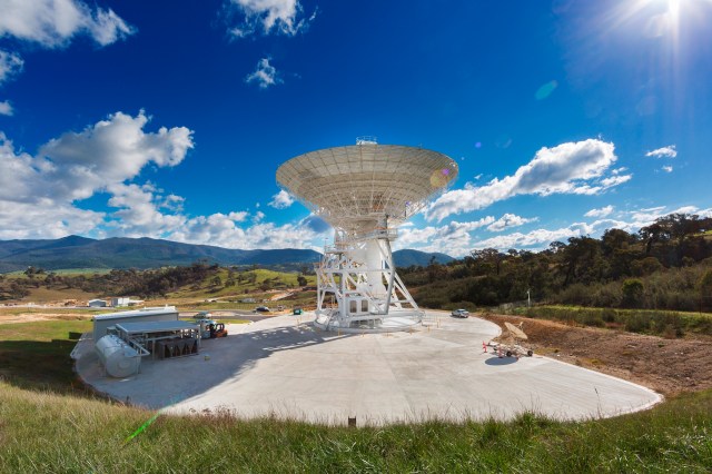 Deep Space Network, a 112-foot-wide antenna at Canberra Deep Space Communications Complex near Canberra, Australia.
