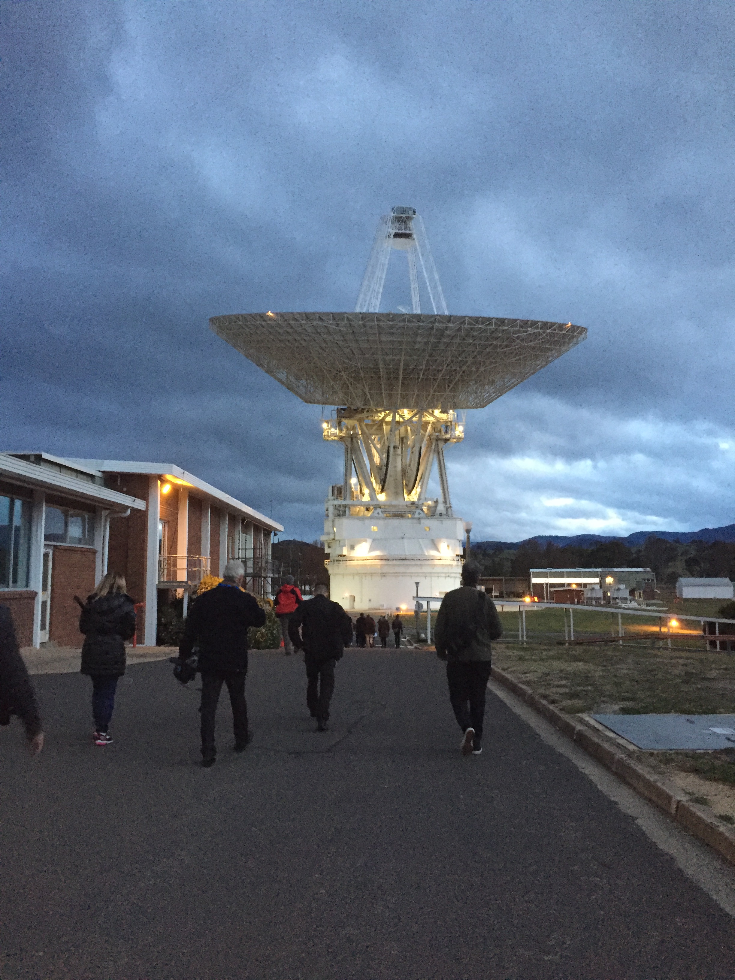 A 230-foot-wide antenna at Canberra Deep Space Communications Complex near Canberra, Australia.
