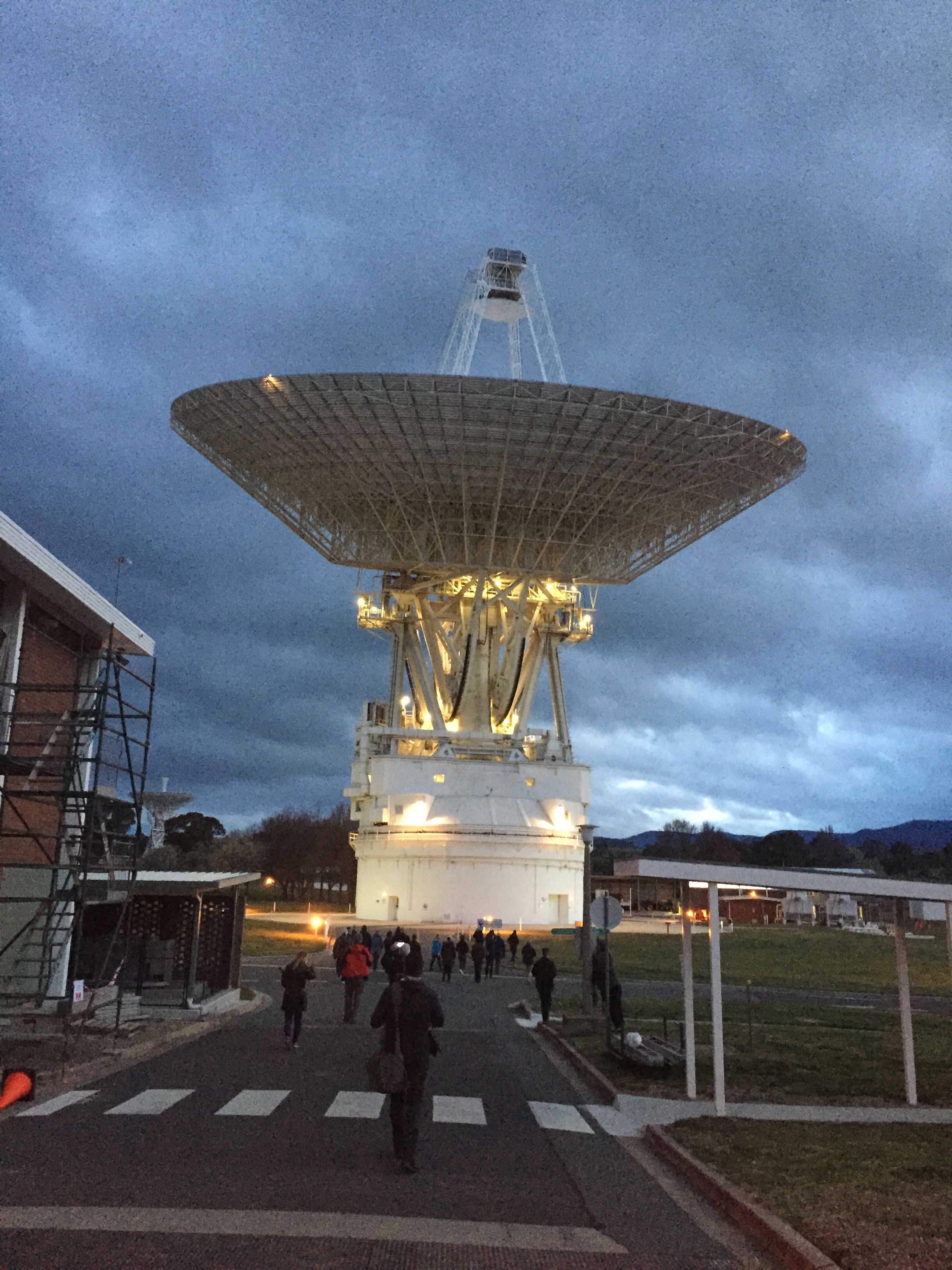 A 230-foot-wide antenna at Canberra Deep Space Communications Complex near Canberra, Australia.