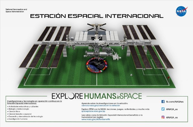 imagen de la stación espacial sobre el campo de fútbol