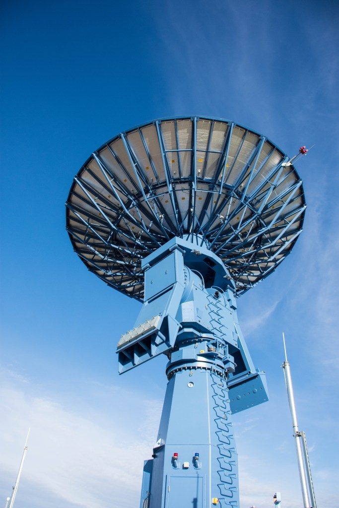 A Near Space Network antenna at the Alaska Satellite Facility in Fairbanks, Alaska.