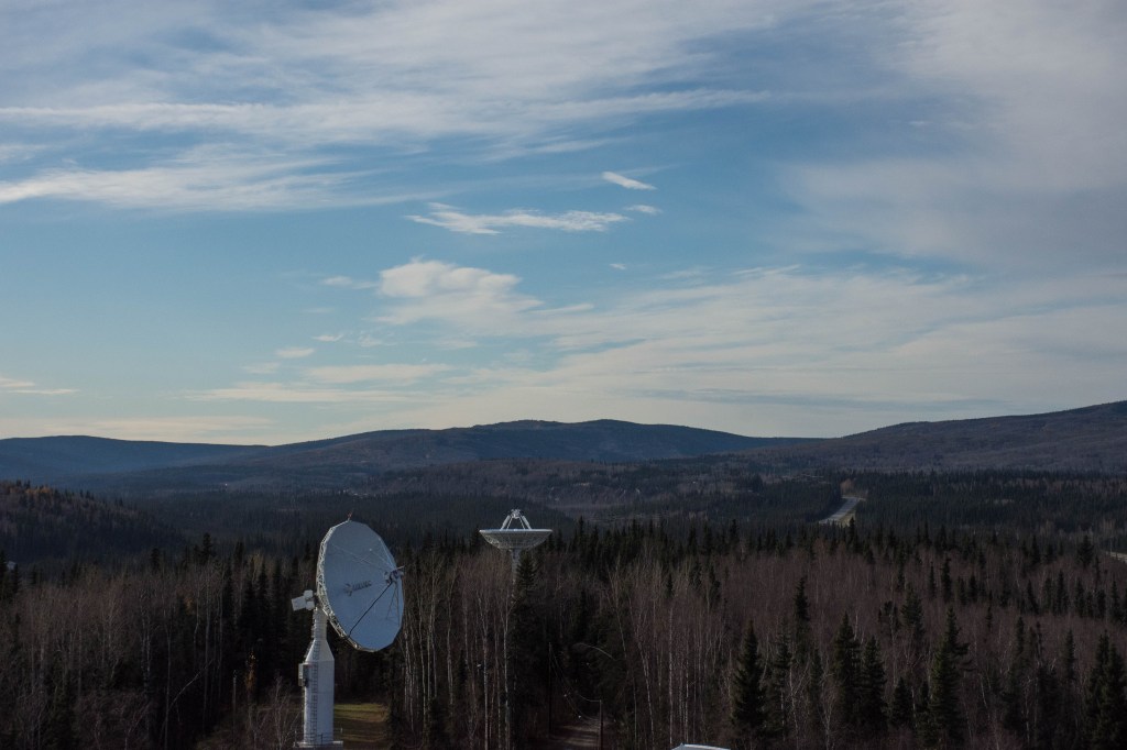 A Near Space Network antenna at the Alaska Satellite Facility in Fairbanks, Alaska.