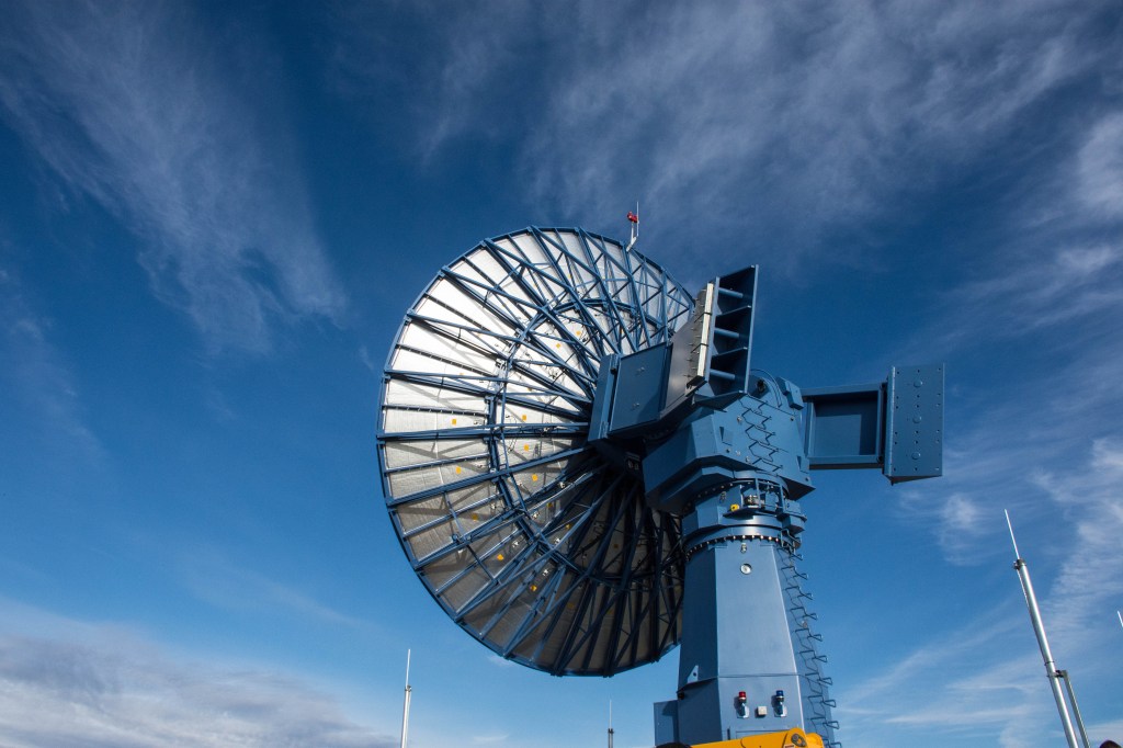 A Near Space Network antenna at the Alaska Satellite Facility in Fairbanks, Alaska.