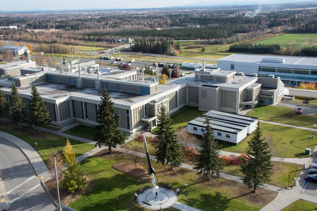 A Near Space Network antenna at the Alaska Satellite Facility in Fairbanks, Alaska.