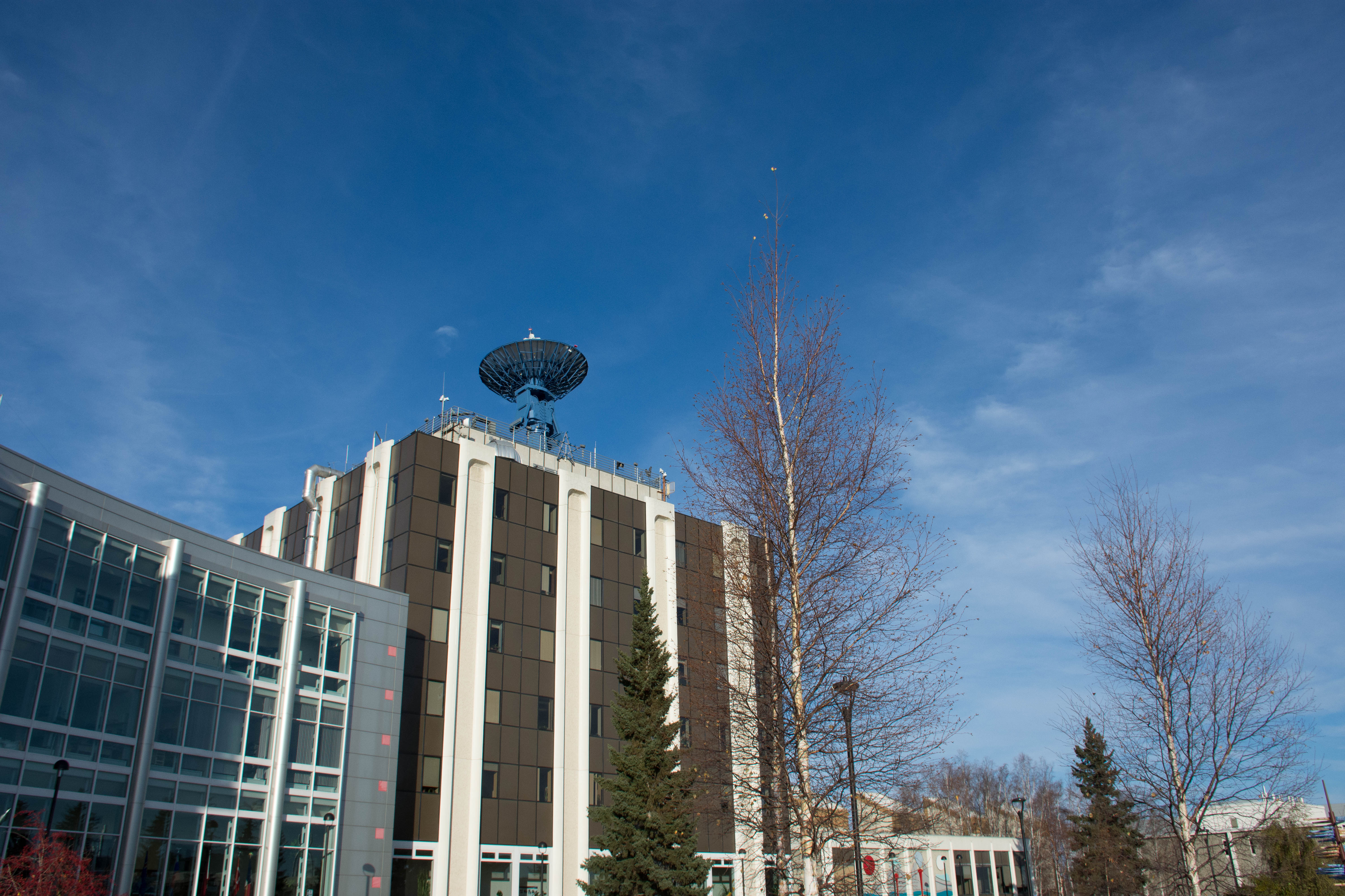 A Near Space Network antenna at the Alaska Satellite Facility in Fairbanks, Alaska.
