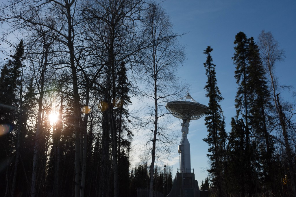 A Near Space Network antenna at the Alaska Satellite Facility in Fairbanks, Alaska.