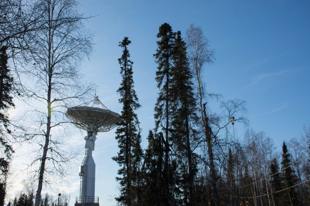 A Near Space Network antenna at the Alaska Satellite Facility in Fairbanks, Alaska.