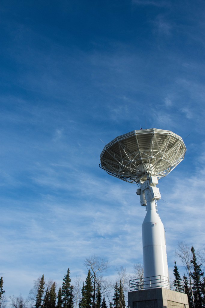 A Near Space Network antenna at the Alaska Satellite Facility in Fairbanks, Alaska.