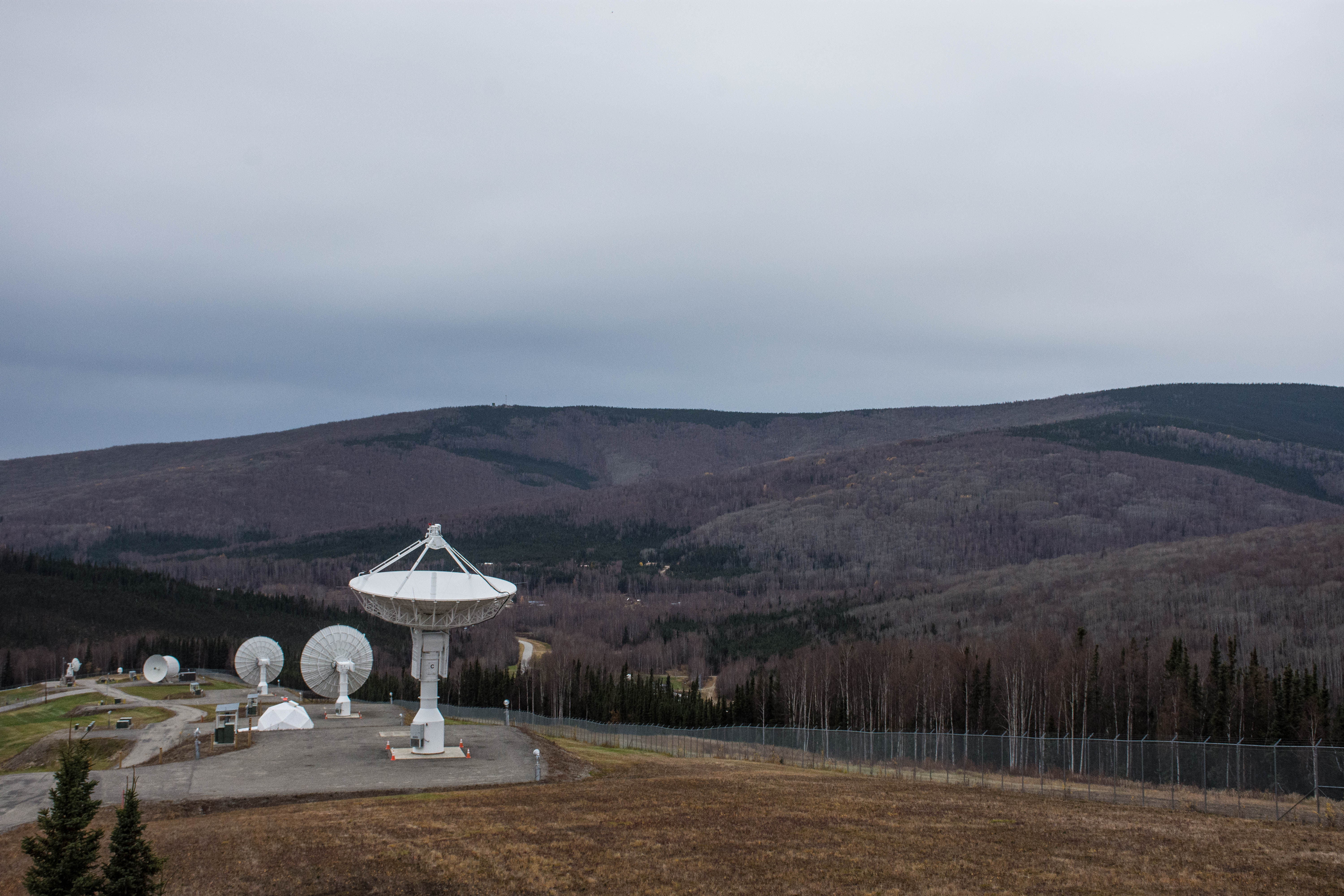 Near Space Network antennas at the Alaska Satellite Facility in Fairbanks, Alaska.