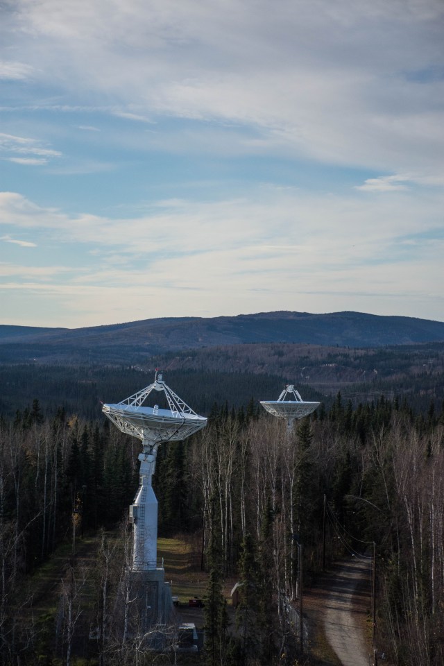 Near Space Network antennas at the Alaska Satellite Facility in Fairbanks, Alaska.