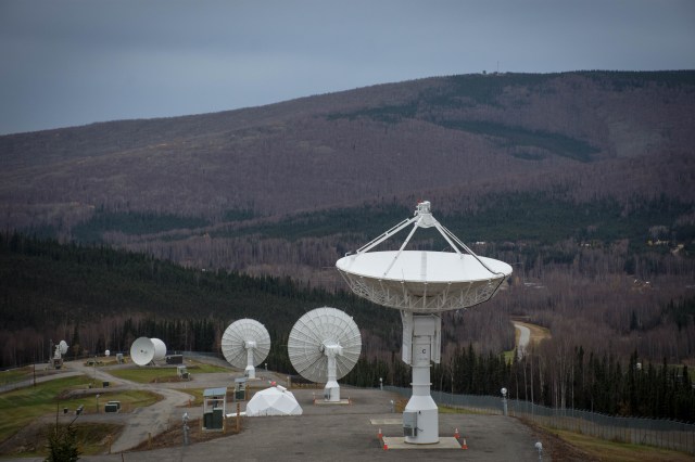 Near Space Network antennas at the Alaska Satellite Facility in Fairbanks, Alaska.