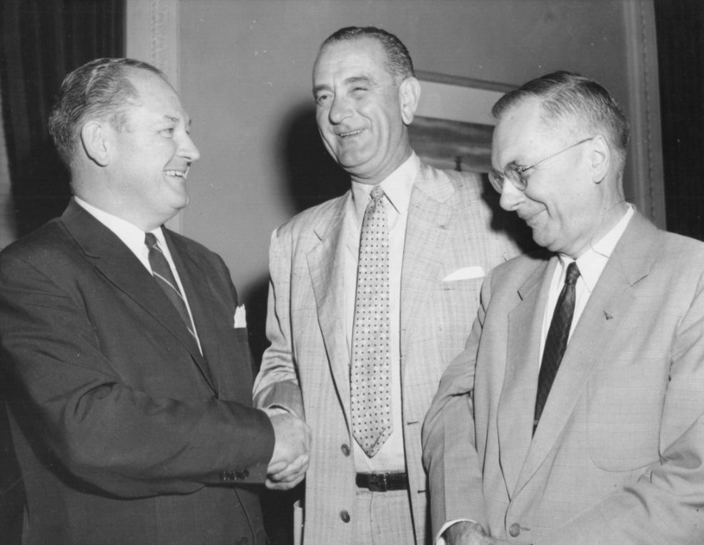 glennan lbj and dryden at congressional nomination hearing aug 14 1958